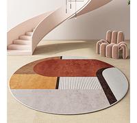 Drsyffsup Tapis Rond Moderne Gris Orange à Poils Courts Grands Tapis pour Salon Chambre Table Basse de Chevet 80cm 120cm 140cm 160cm 180cm 200cm Tapis de Sol (Size : Diamètre 200cm)