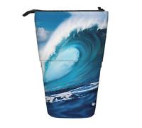 DRTGEDS Big Ocean Wave Trousse à crayons pop-up HD et trousse de maquillage télescopique
