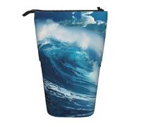 DRTGEDS Big Ocean Wave Trousse à crayons pop-up HD et trousse de maquillage télescopique