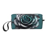DRTGEDS Bleu sarcelle Gris Rose Fleur Trousse de Toilette pour Homme, Sac de Toilette de Voyage Portable pour Voyage, Sac Droit, Petit Sac, Blanc, Taille Unique, Blanc, One Size