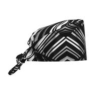 DRTGEDS Chapeau noir et blanc à rayures à carreaux pour femmes - Bonnet d'infirmière réglable pour queue de cheval - Chapeaux à nouer, noir, taille unique