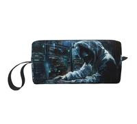 DRTGEDS Hacker Attack Trousse de toilette pour homme, sac de voyage, sac de rasage, petite pochette, blanc, taille unique, blanc, One Size