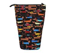 DRTGEDS I Love My Dog Teckels Stand Papeterie Sac Telescopique Stylo Pouch Titulaire Maquillage Organisateur, Trousse