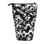 DRTGEDS Porte-crayons télescopique noir et blanc avec motif ballon de football, trousse de maquillage