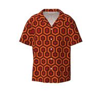 DRTGEDS Shining Overlook Chemise à col cubain boutonnée pour homme, noir, Taille XL