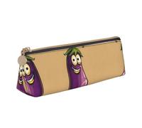 DRTGEDS Trousse à crayons à la mode d'aubergine de dessin animé, sac à crayon portable, sac de rangement mignon avec fermeture éclair, papeterie, pour le bureau, les voyages, Blanc 1, Talla única
