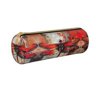 DRTGEDS Trousse à crayons avec motif de libellule rouge abstraite - Multifonction - Organiseur de papeterie - Pour travaux manuels, blanc, Talla única, Tendance