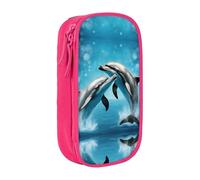 DRTGEDS Trousse à crayons Dolphins In Love, pochette à crayons multi-compartiments, trousse à crayons portable, trousse à crayons de couleur pour bureau