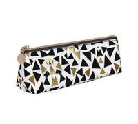 DRTGEDS Trousse à crayons tendance triangles en or blanc noir, sac à crayons portable, papeterie à fermeture éclair, joli sac de rangement, pour le bureau, les voyages, Blanc 1, Talla única, Tendance