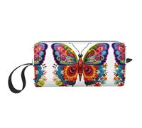 DRTGEDS Trousse de toilette brodée papillon coloré pour homme, sac de toilette de voyage portable, sac droit, petit sac, blanc, taille unique, Blanc, One Size