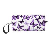 DRTGEDS Trousse de toilette pour homme avec papillons blancs et violets, sac de rangement portable, sac de rangement, petit sac, blanc, taille unique, couleur : blanc, taille unique, couleur : blanc,