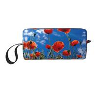 DRTGEDS Trousse de toilette pour homme, motif coquelicots sur ciel bleu, sac de voyage, sac de rasage, petite pochette, blanc, One Size