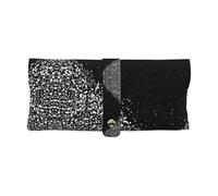 DRTGEDS Yogo Vision Étui à lunettes de soleil à paillettes noires et blanches en cuir souple pour lunettes de soleil, blanc, Taille Unique