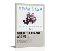 DRU I WQBRBH Poster mural esthétique pour salon, chambre à coucher, avec cadre « Swim Deep Where The Heaven Are We » - 20 x 30 cm