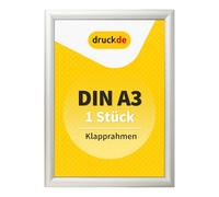 druck.de 1 cadre encliquetable A3 pour affiches, panneaux d'information, publicité - Cadre en aluminium avec profil de 2,5 cm - Convient pour montage mural - Protection en plastique transparent pour