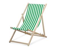 druck.de Chaise longue - Rayures fines vertes - Pliable - En bois de hêtre - Charge maximale : 95 kg - Dossier réglable sur 3 positions - Chaise longue de plage