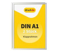 druck.de Lot de 2 cadres encliquetables A1 pour affiches, panneaux d'information, publicité - Cadre en aluminium avec profil de 2,5 cm - Convient pour montage mural - Protection en plastique