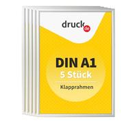 druck.de Lot de 5 cadres encliquetables A1 pour affiches, panneaux d'information, publicité - Cadre en aluminium avec profil de 2,5 cm - Convient pour montage mural - Protection en plastique