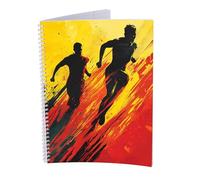 druck.de Lot de 5 carnets de notes au format A4, 80 feuilles, papier volume 80 g, enveloppe 300 g, reliure à spirale, blanche, perforée, avec bord correcteur et bord détachable, motif sportif, ligné
