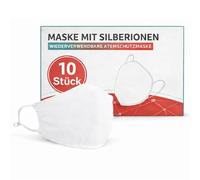 druckmittel Lot de 10 masques respiratoires réutilisables avec ions d'argent - Masque facial blanc et masque de protection contre la poussière et la respiration, lavable jusqu'à 5 x, masque