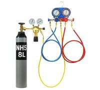 Druckverlustprüfer KFZ Set - Manomètre Druckluftfür Kühlsystem Abdrückgerät - Schutzgasflasche Stickstoff 8L/10L - Klimaanlage Tester R134A R410A R22 - Manomètre 1/4 Zoll - 2x40 bar Bestschweissen.de