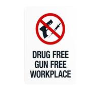 Drug Free Gun Zone avec panneau d'avertissement graphique, panneau de sécurité de porte en métal pour entreprise, maison, extérieur, intérieur, route, cour, garage, mur de rue, décoration