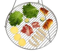 DRULINE Grille de cuisson en acier inoxydable - Grille de cuisson ronde - Grille de cuisson en pierre - Avec corde de suspension pour barbecue pivotant - Diamètre : 80 cm - Acier inoxydable 304