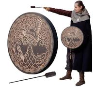 Drum de chaman - tambours chamaniques sibériens avec du | Tambour spirituel fait à la main pour voyages chamaniques, thérapie sonore, sonore, décoration et rituels spirituels