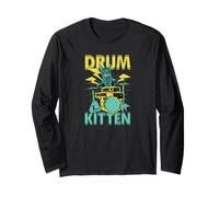 Drum Kitten Chat Joue De La Batterie Manche Longue