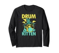 Drum Kitten Chat Joue De La Batterie Manche Longue