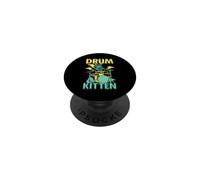 Drum Kitten Chat Joue De La Batterie PopSockets PopGrip Adhésif