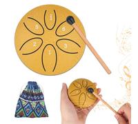 Drum set 6 tons Rain drum Tambour océan Tambour de chakra Tongue drum enfant Tambour à éventail Tambour steel tongue Mini tambour portable Mini steel tongue drum pour la méditation et le yoga jaune
