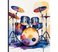 Drum Set Notebook - Colorful Watercolor Drums Lined Journal - 110 Pages, Gift for Drummers, Musicians, Music Lovers