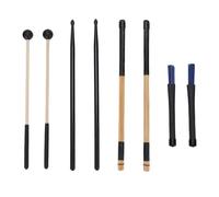 Drum Sticks Mallets Brushes Set, Percussion Instrument Accessoires, Bois/Nylon/TPE - Grip Confortable, Finition Lisse, Pour Pratique et Performance
