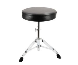 Drum Throne Seat - 1pc Foldable Height Adjustable Drum Seat For Drummers | Music Stool, PU Leather Stainless Steel Padded Chair With Anti-Slip Tripod Rubber Feet For Electric Jazz Drums Live Gigs And