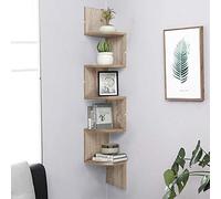 Drumm Etagère d'angle,Étagère Murale,Étagère en Forme Zigzag,Bibliothèque,Étagère d'angle Murale de Rangement en Bois,pour Livres, CD DVD(20 * 20 * 120cm)