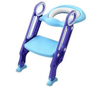 Drumm Réducteur de Toilette Siège de toilettes pour enfants avec marchepied et poignée, Pliable et réglable réducteur toilette enfant avec marche(Bleu + violet)
