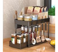 Drumm Tiroir de Rangement à 2 étages,Rganisateur sous évier,Paniers Coulissants Amovibles Coulissant en Métal,Porte-épices pour Cuisine,Salle de bain,Bureau (40 * 22 * 30.5cm(noir))