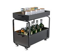 Drumm Tiroir de Rangement à 2 étages,Rganisateur sous évier,Paniers Coulissants Amovibles Coulissant en Métal,Porte-épices pour Cuisine,Salle de bain,Bureau (40 * 25.5 * 39.5cm(noir))