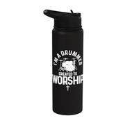 Drummer Created To Worship Drums, cadeau de batteur chrétien Stainless Steel Insulated Water Bottle