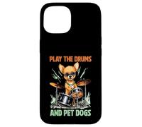 Drummer Dog Play The Drums Pet Dog Drumming Drums Percussion Coque pour iPhone 15