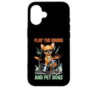 Drummer Dog Play The Drums Pet Dog Drumming Drums Percussion Coque pour iPhone 16