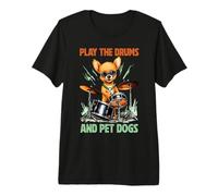 Drummer Dog Play The Drums Pet Dog Drumming Drums Percussion T-Shirt Haut de Gamme