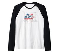 Drummer Drum Rock Music Drapeau américain USA Drip Graffiti Manche Raglan