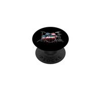 Drummer Drum Rock Music Drapeau américain USA Drip Graffiti PopSockets PopGrip Adhésif