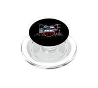 Drummer Drum Rock Music Drapeau américain USA Drip Graffiti PopSockets PopGrip pour MagSafe
