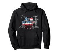 Drummer Drum Rock Music Drapeau américain USA Drip Graffiti Sweat à Capuche