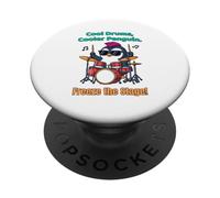 Drummer Drummer Penguin Drummer Cool Rock Band Musique Animal Cadeau PopSockets PopGrip Adhésif