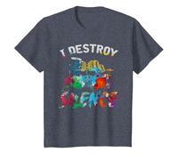 Drummer Drums Percussion Drôle Musicien Batteur Batterie T-Shirt, Enfant, Bleu Chiné, 4 Ans