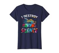 Drummer Drums Percussion Drôle Musicien Batteur Batterie T-Shirt, Femme, Bleu Marine, XL